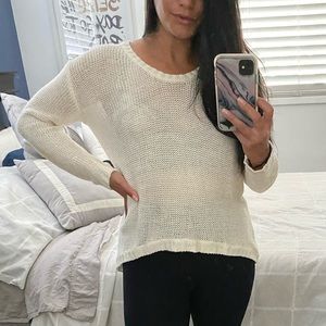 White Crew Neck Knit Sweater